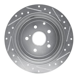 Lexus RX450h Brake Rotor (1) - Rear Left - R1 Concepts - Drilled & Slotted - Silver - `10-`20